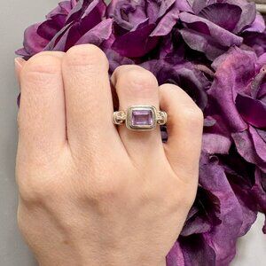 Vintage Silpada Sterling Silver Emerald Cut Amethyst Ring